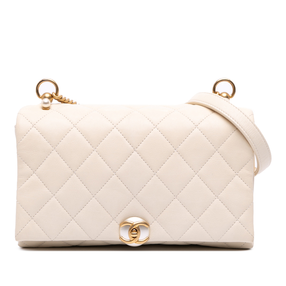 Pre-Loved Chanel Quilted Calfskin Pearl CC Accordion Flap - Picture 1 of 9